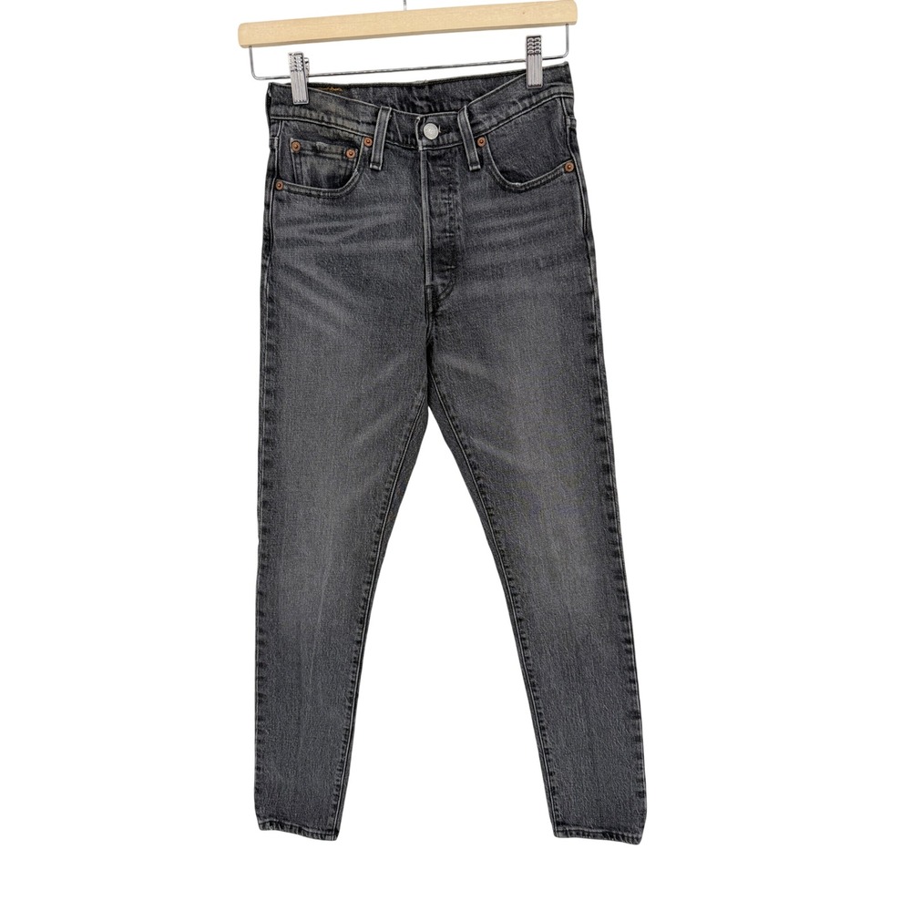 Levi's 501 Skinny Jeans Women 25 Charcoal Gray High Rise Button Fly